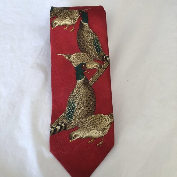 Robert Talbott Other - Robert Talbott Tie Mens Red Silk Pheasant Bird Hunting Wildlife Necktie Italy
